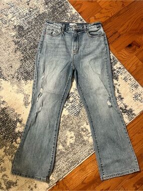Cello Light Blue Distressed Straight-Leg Jeans